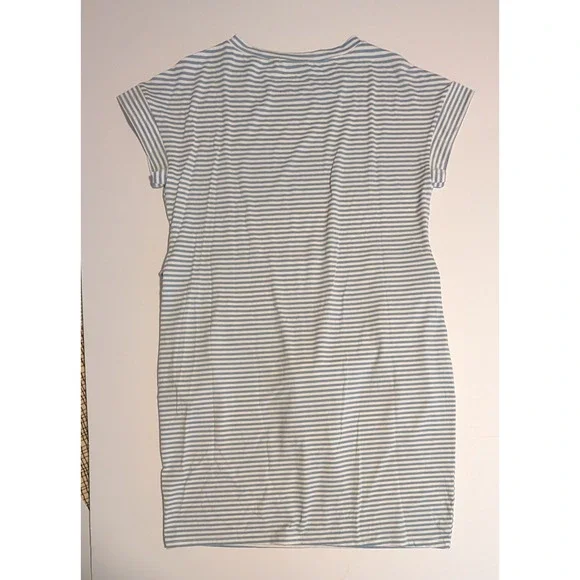 NWOT Merokeety Blue Striped Tie Waist T-Shirt Dress XL Short Sleeve Pockets - Picture 3 of 6